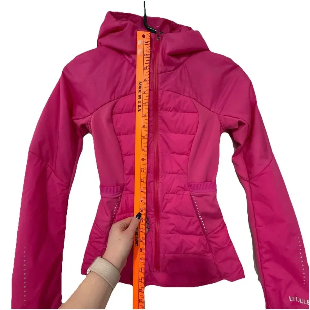 Lululemon Women’s Down For It All Jacket Sonic Pink Hooded Full Zip Puffer 0
